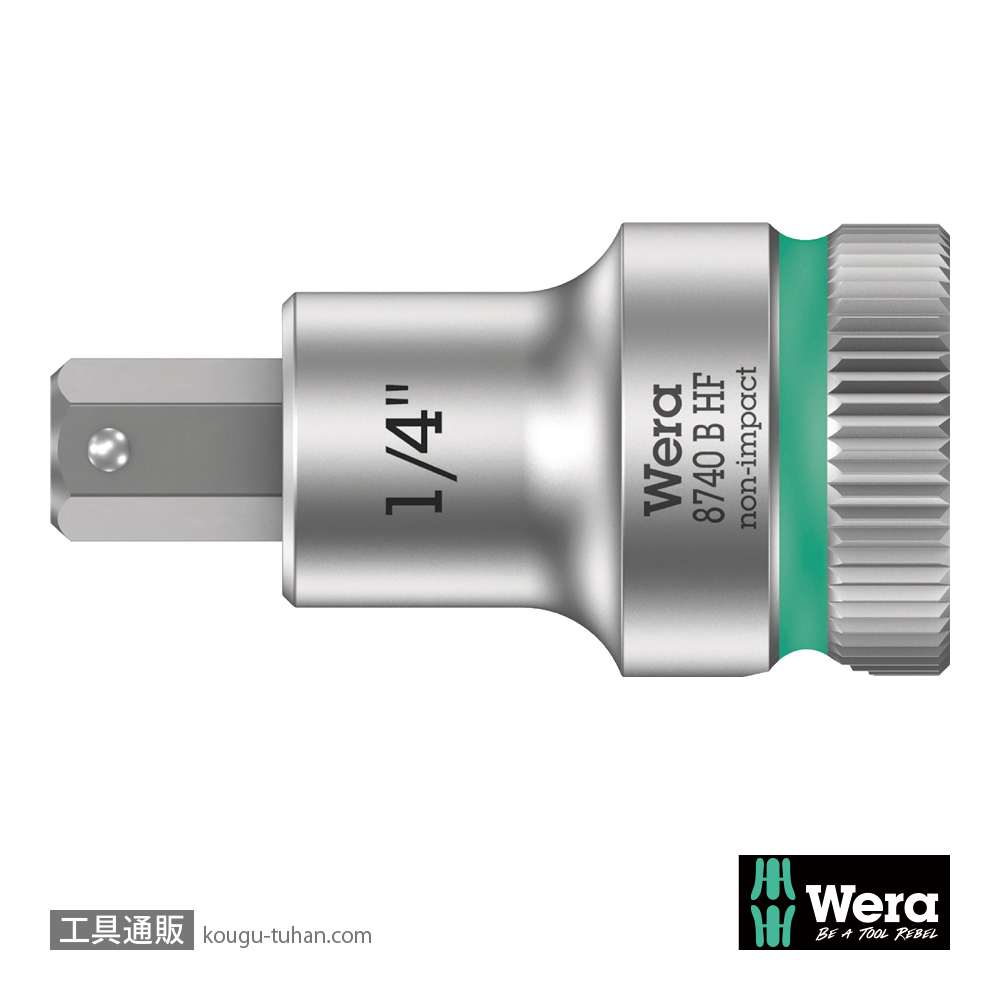 Wera 8740 B HF 3/8SQ六角ビットソケット(ホールド仕様) 1/4インチ 全長35.0mmの画像