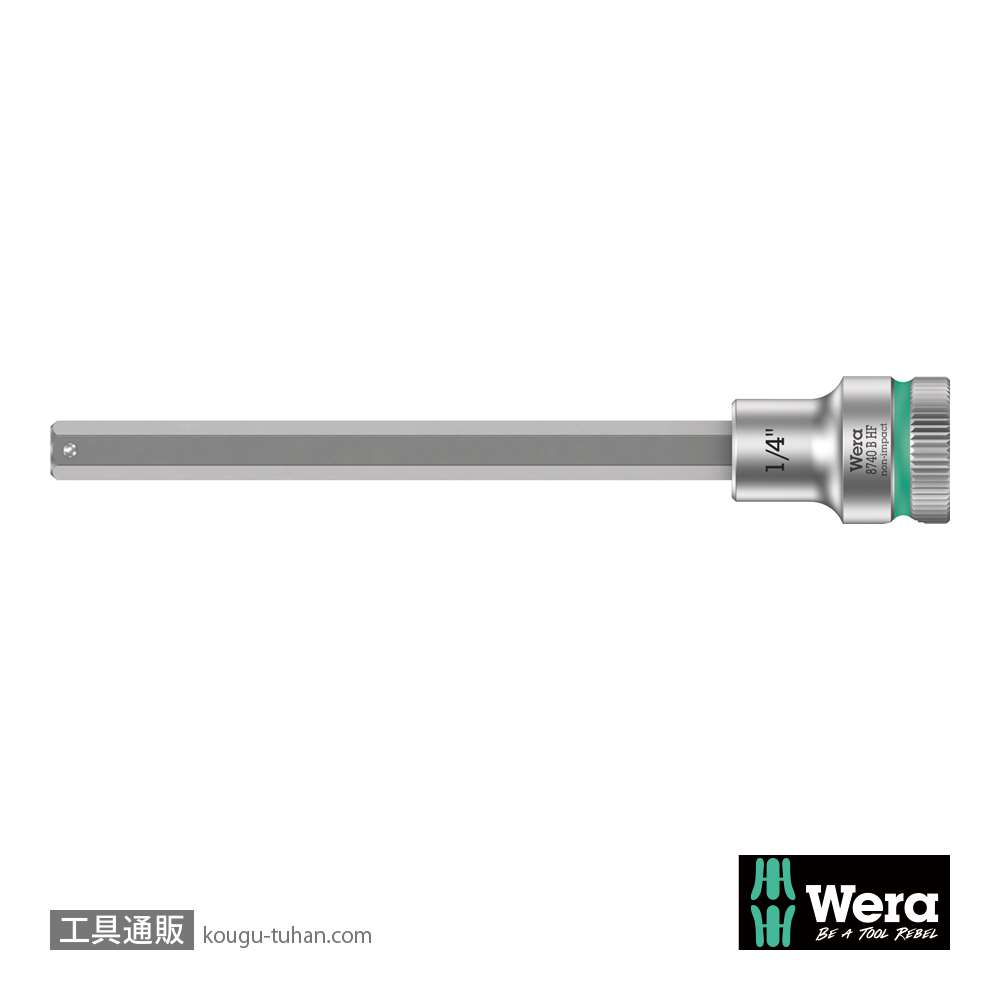 Wera 8740 B HF 3/8SQ六角ビットソケット(ホールド仕様) 1/4インチ 全長107.0mmの画像