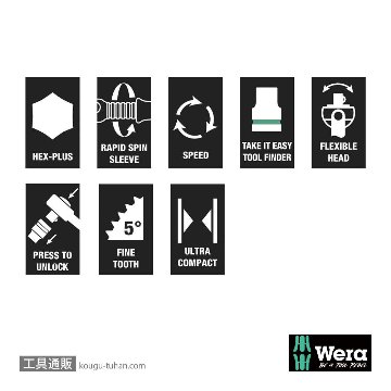 Wera 8100 SC 9 サイクロップスピードラチェット1/2SQセット(インチ)の画像