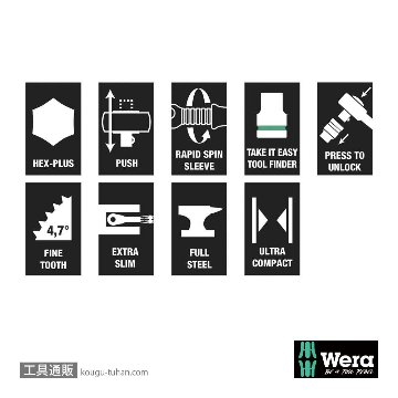 Wera 8100 SC 10 ボタン式サイクロップメタルラチェット1/2SQセットの画像