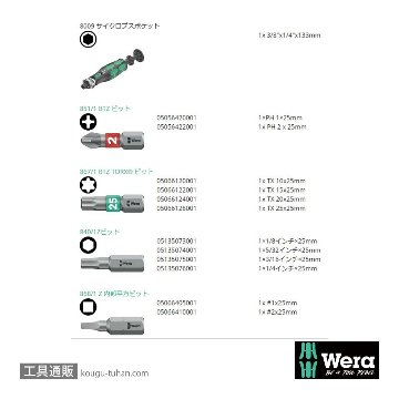 Wera 8009 サイクロップポケット(+,TX,六角(インチ),四角)の画像