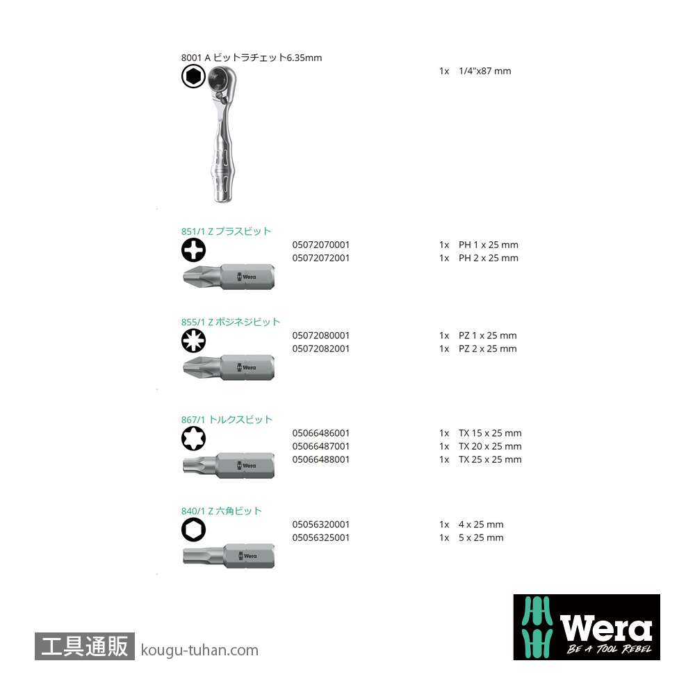 Wera ビットチェック10 サイクロップミニ1 ビットセット10点の画像