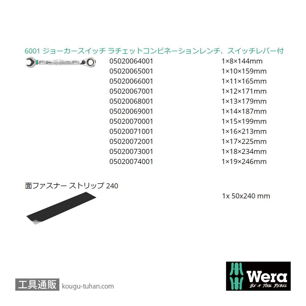 Wera 6001 Joker レバー式ラチェット片口スパナセット(11本組)の画像
