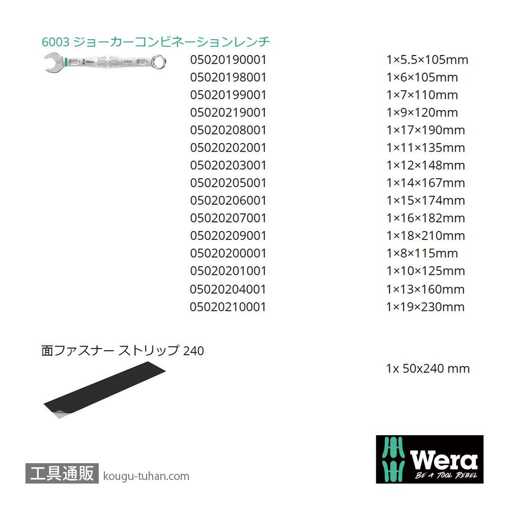Wera 6003 Joker 片口スパナセット(15本,ポーチ付き)の画像