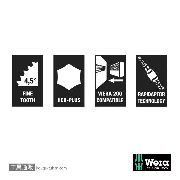 Wera Kompakt 400 RA 1 ラチェットT型ドライバセット(RapidAdaptor)(+,-,PZ,TXB0,Hex,ポーチ付き)の画像