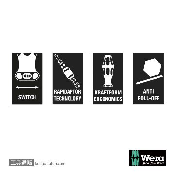 Wera 838 RA-R M ラチェットビットドライバハンドル(RapidAdaptor) 6.35mmの画像