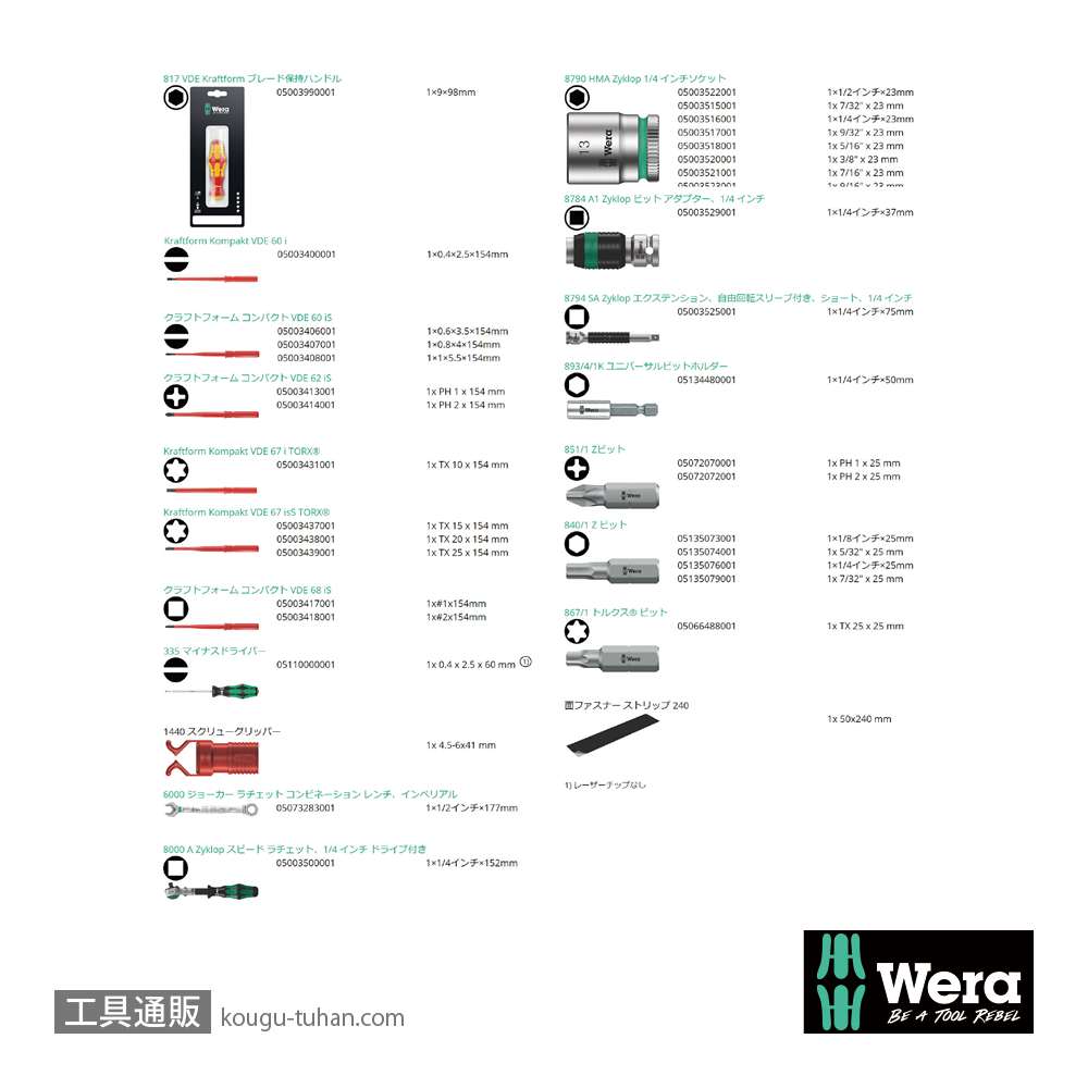 Wera コンパクトW1(インチ)の画像