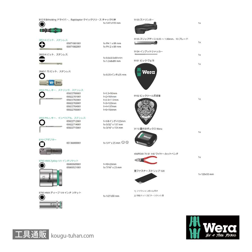 Wera 9100 ギター工具セットの画像