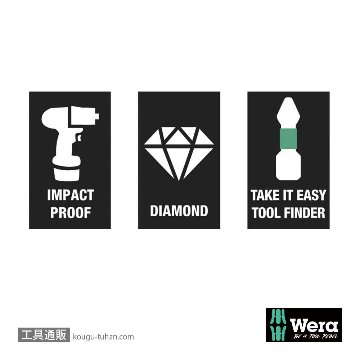 Wera ビットボックス15 インパクトポジビット(ダイヤコート)15本組 PZ2 L25mmの画像
