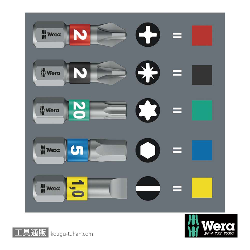 Wera 3840/1 TS ステンレス六角ビット 5.0mm L25mmの画像