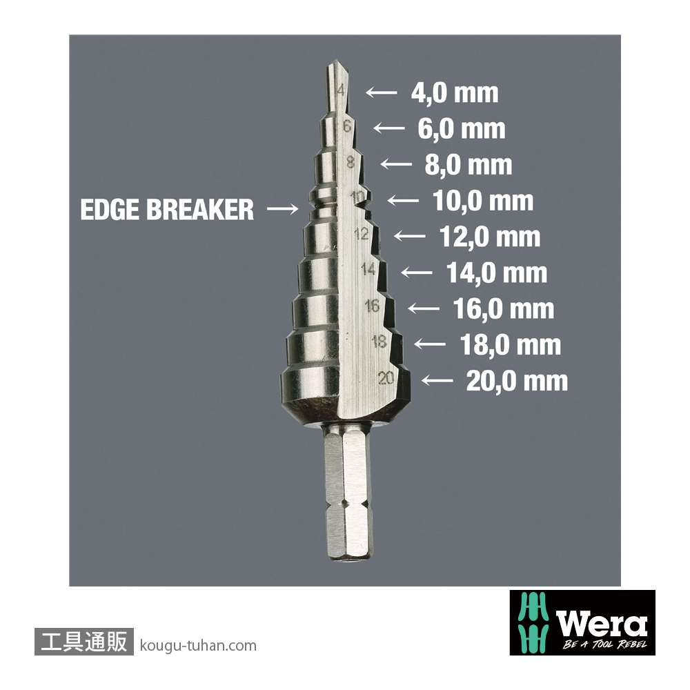 Wera 843 ステップドリルビット 4mm-20mmの画像