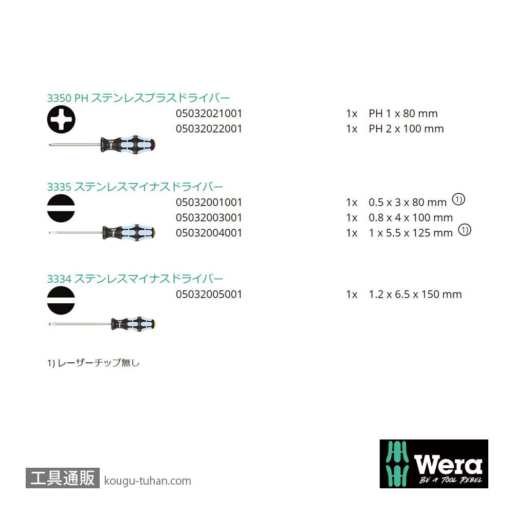 Wera 3334/6 ステンレスドライバーセット6本組 ラック付きの画像