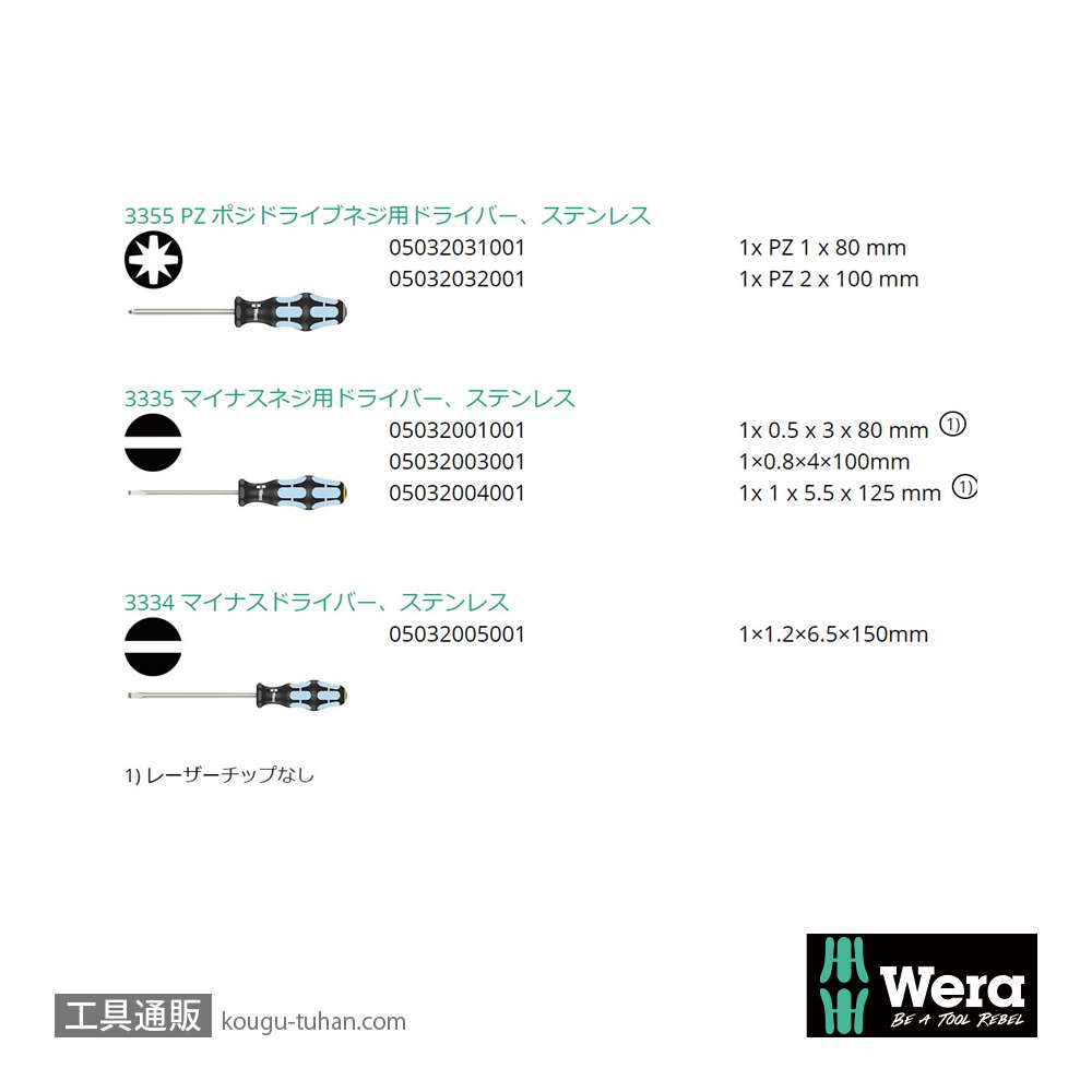 Wera 3334/3335/6 ステンレスドライバーセット6本組 ラック付きの画像