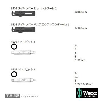 Wera 自転車セット15 タイヤレバー3本組(4-in-1ビット付き)の画像