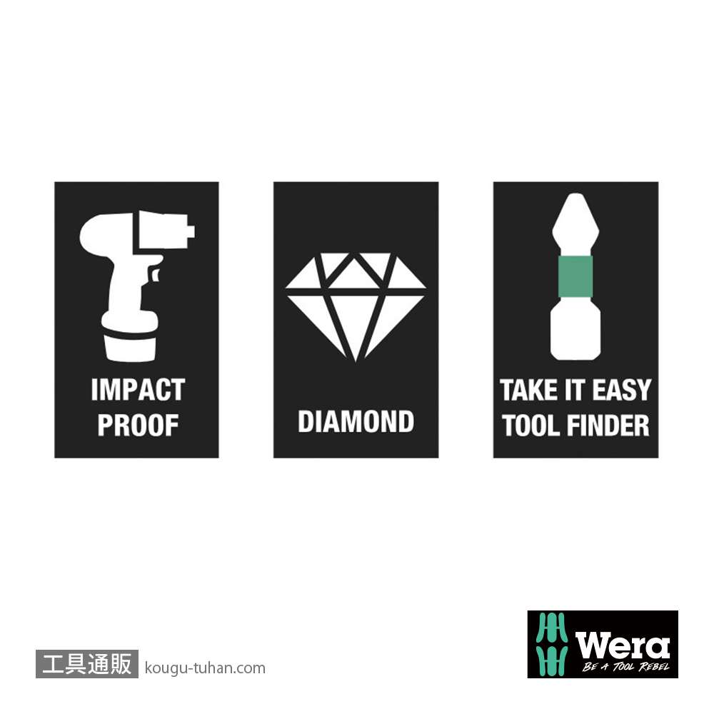 Wera ビットボックス15 インパクトプラスビット(ダイヤコート)15本組 PH2 L25mmの画像