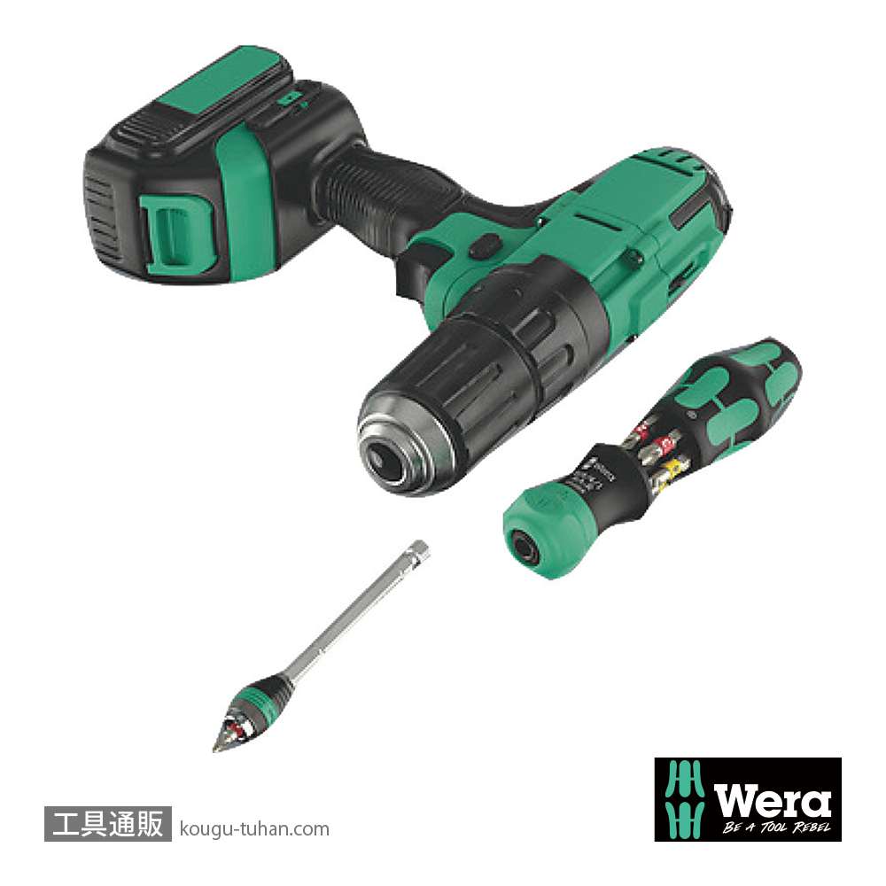 Wera Kompakt 25 RA-R ラチェットドライバハンドル(伸縮RapidAdaptor)(+,-,ポーチ付き)の画像