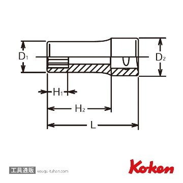 コーケン 3305X-14 3/8"12角セミディープソケット 14mmの画像