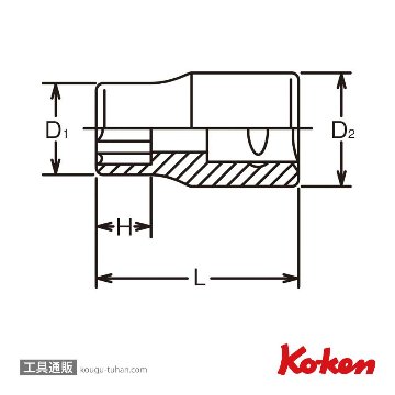コーケン 2410M-10 1/4"サーフェイスソケット 10mmの画像