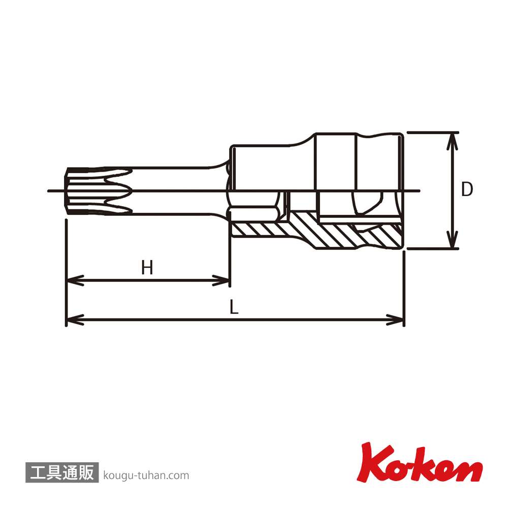 コーケン 3025Z.50-T30 Z-EAL 3/8"トルクスビットソケット T30の画像