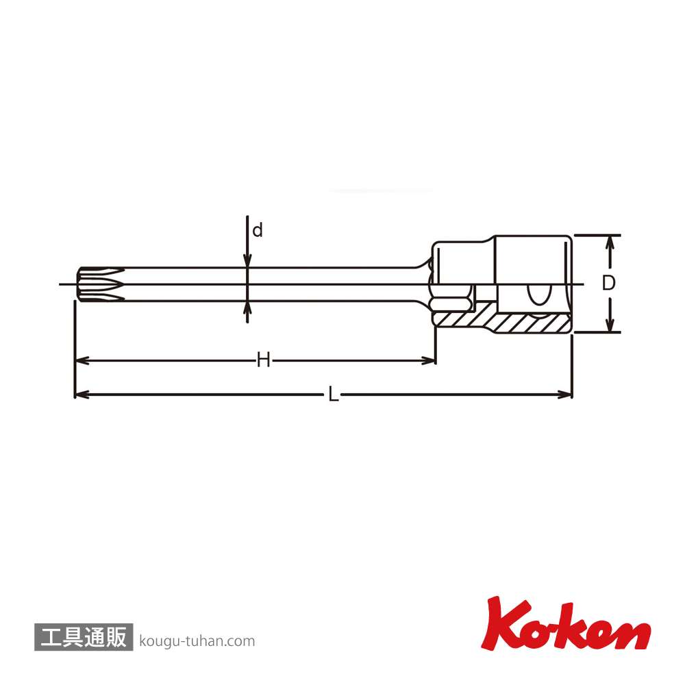 コーケン 3025.100R-T30H 3/8"イジリ止めトルクスビットソケットの画像