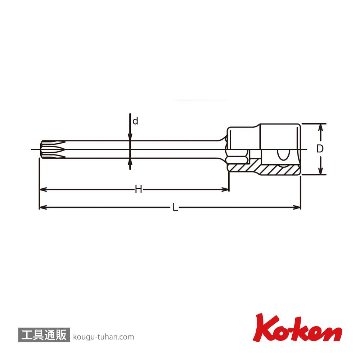 コーケン 3025.100R-T30H 3/8"イジリ止めトルクスビットソケットの画像