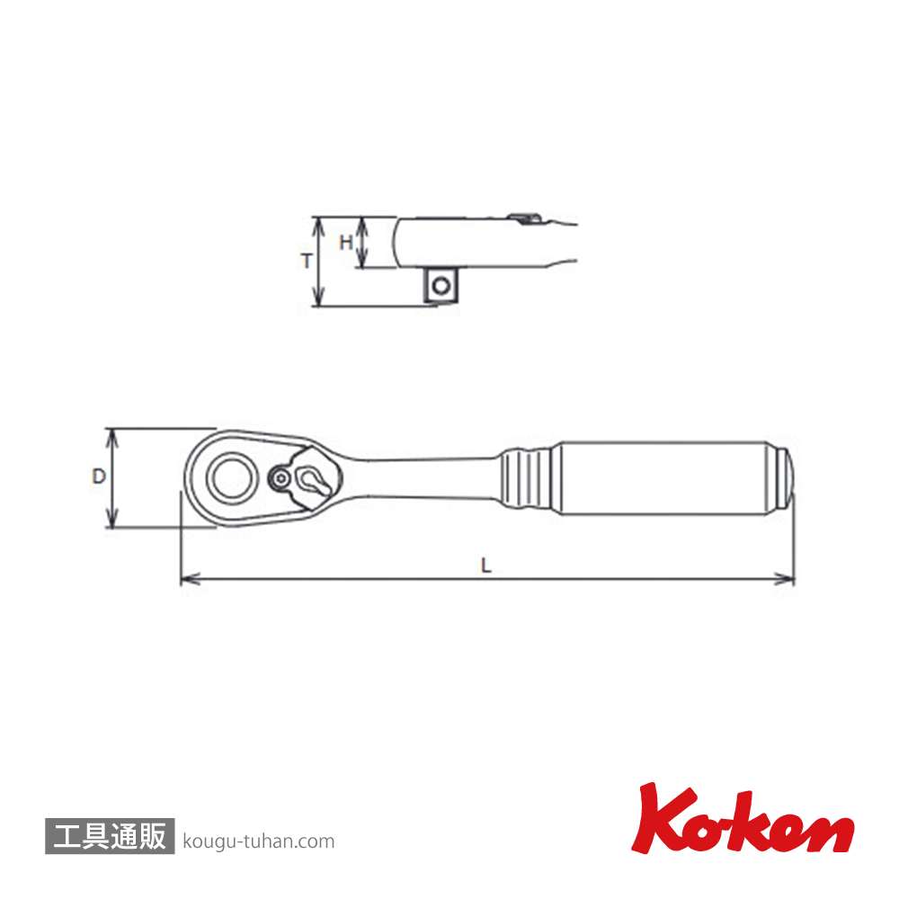 コーケン 3725ZB Z-EAL3/8"プッシュ式ラチェットハンドルの画像