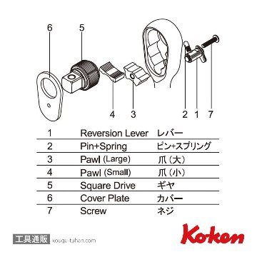 コーケン 3725RK-2 Z-EAL 3/8"ラチェットハンドル用リペアキットの画像