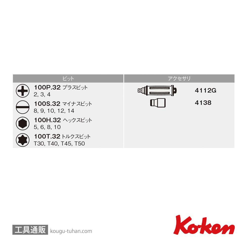 コーケン AG112H 1/2"アタックドライバーセット 18ヶ組の画像