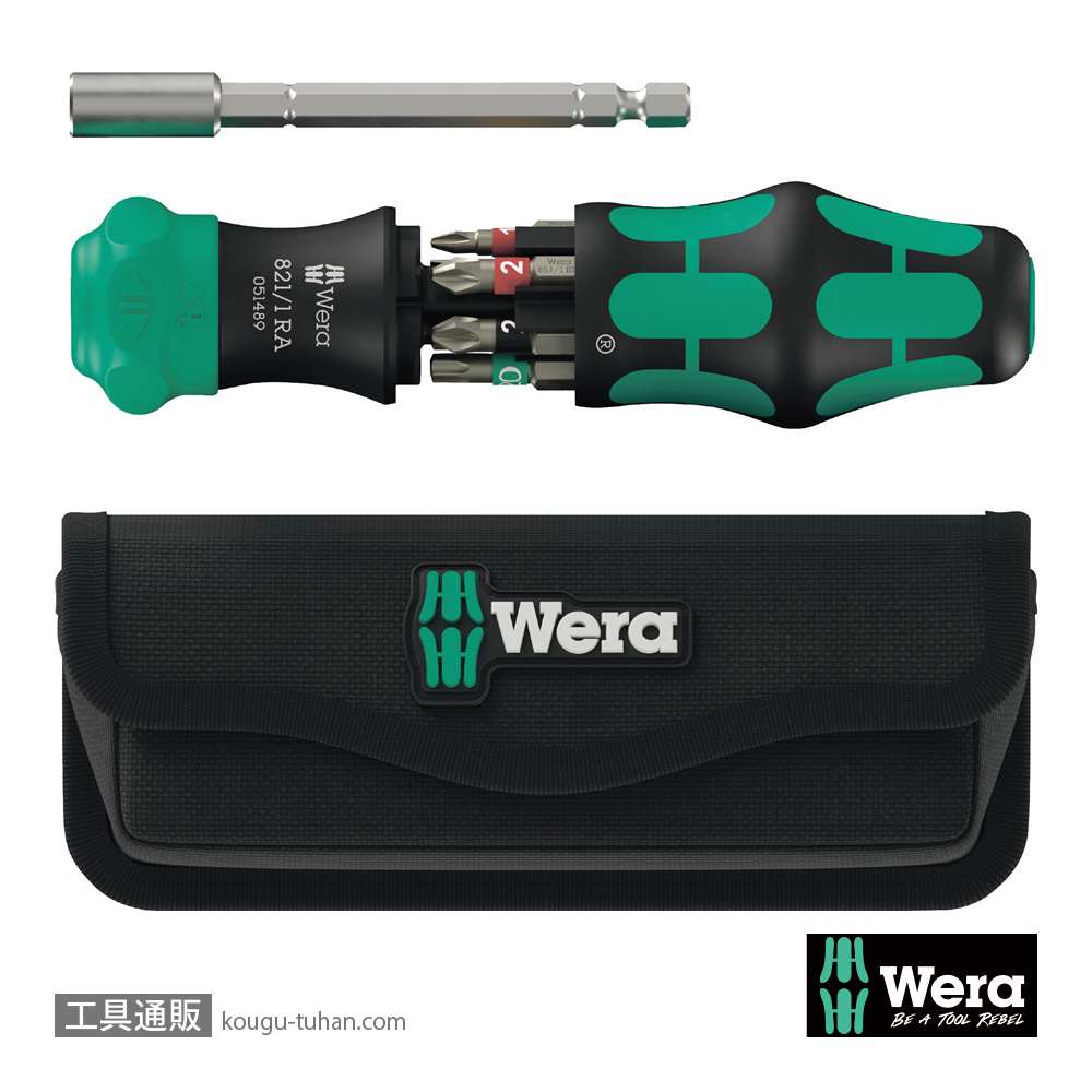 Wera Kompakt 28 RA ラチェットドライバハンドル(マグネット,伸縮SUSスリーブ)(+,-,PZ,TX,ポーチ付き)の画像