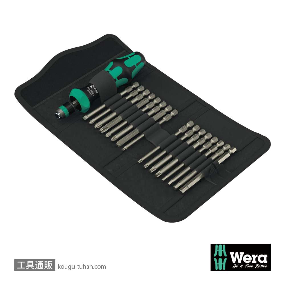 Wera Kompakt 60 RA-R1 ラチェットドライバセット(RapidAdaptor)(+,-,PZ,TXB0,Hex,ポーチ付き)の画像