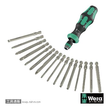 Wera Kompakt 60 RA-R1 ラチェットドライバセット(RapidAdaptor)(+,-,PZ,TXB0,Hex,ポーチ付き)の画像