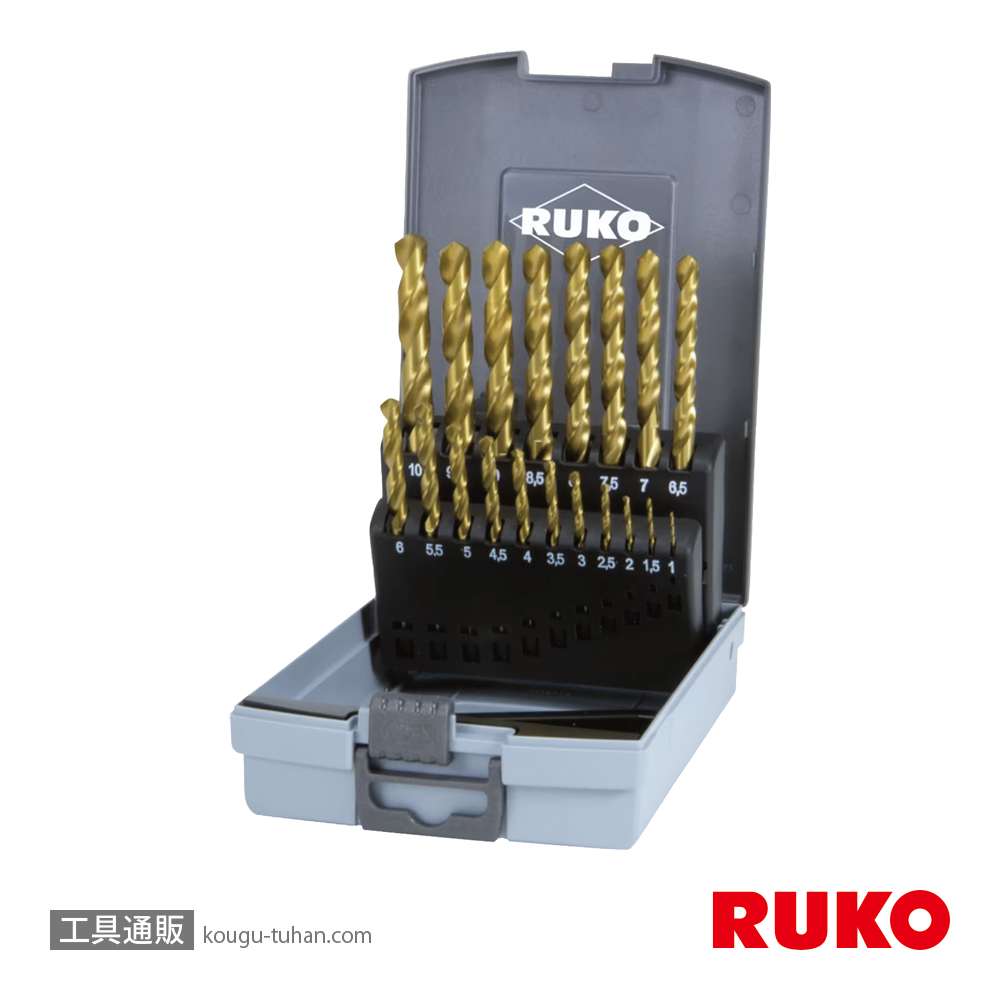 RUKO 250214TRO TiNコート ストレートドリルセット19本組(プラ)の画像