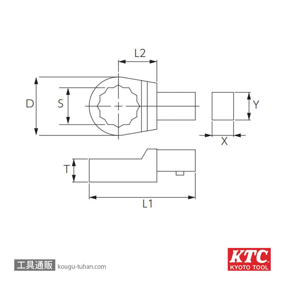 KTC GX0912-M14 9X12めがね交換ヘッド 14mmの画像