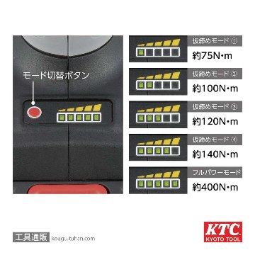 KTC JTAE475 12.7sqホイ-ルナット用コードレスインパクトレンチセッの画像