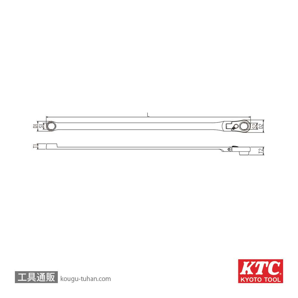 KTC MR15LA-10F 超ロングラチェットメガネレンチ首振 10mmの画像
