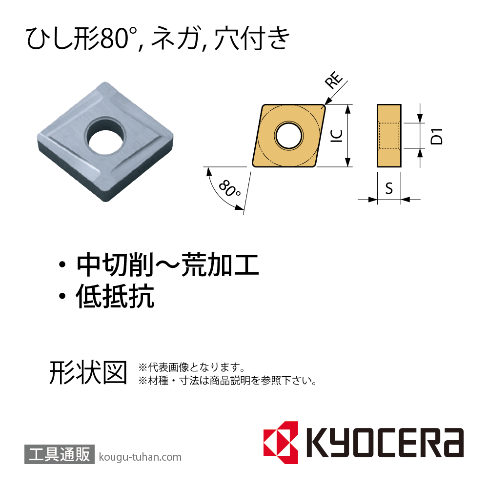 京セラ CNGG120404Z TN60 チップ TSJ00253【10点セット】画像