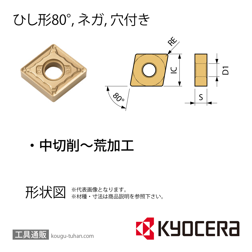 京セラ CNMG120408PG CA525 チップ TAC00897【10点セット】画像