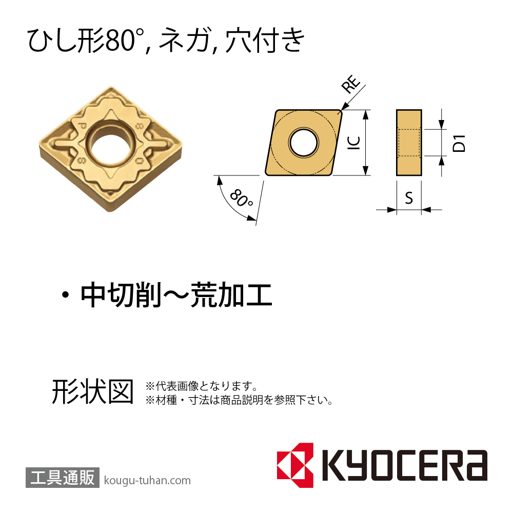 京セラ CNMG120404PS CA525 チップ TAC00900【10点セット】画像