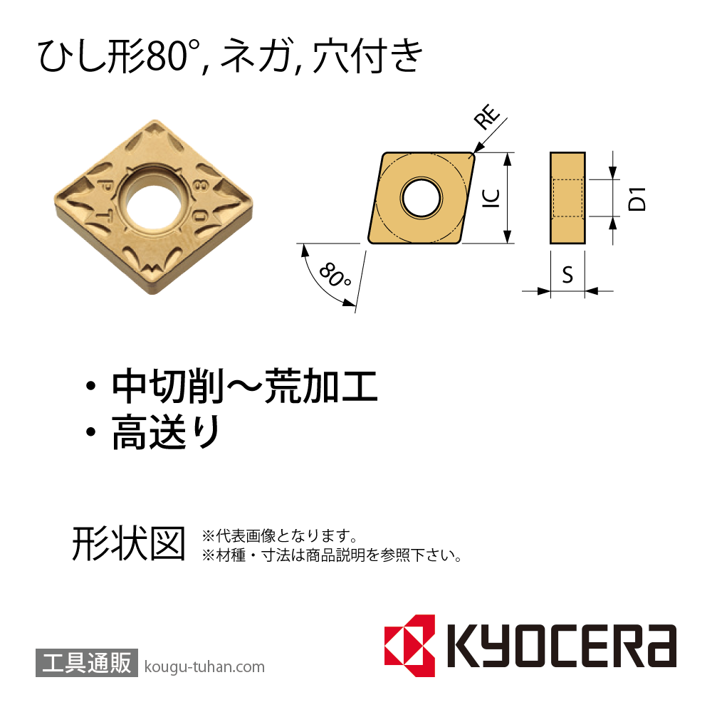 京セラ CNMG160608PT CA525 チップ TAC01051【10点セット】画像