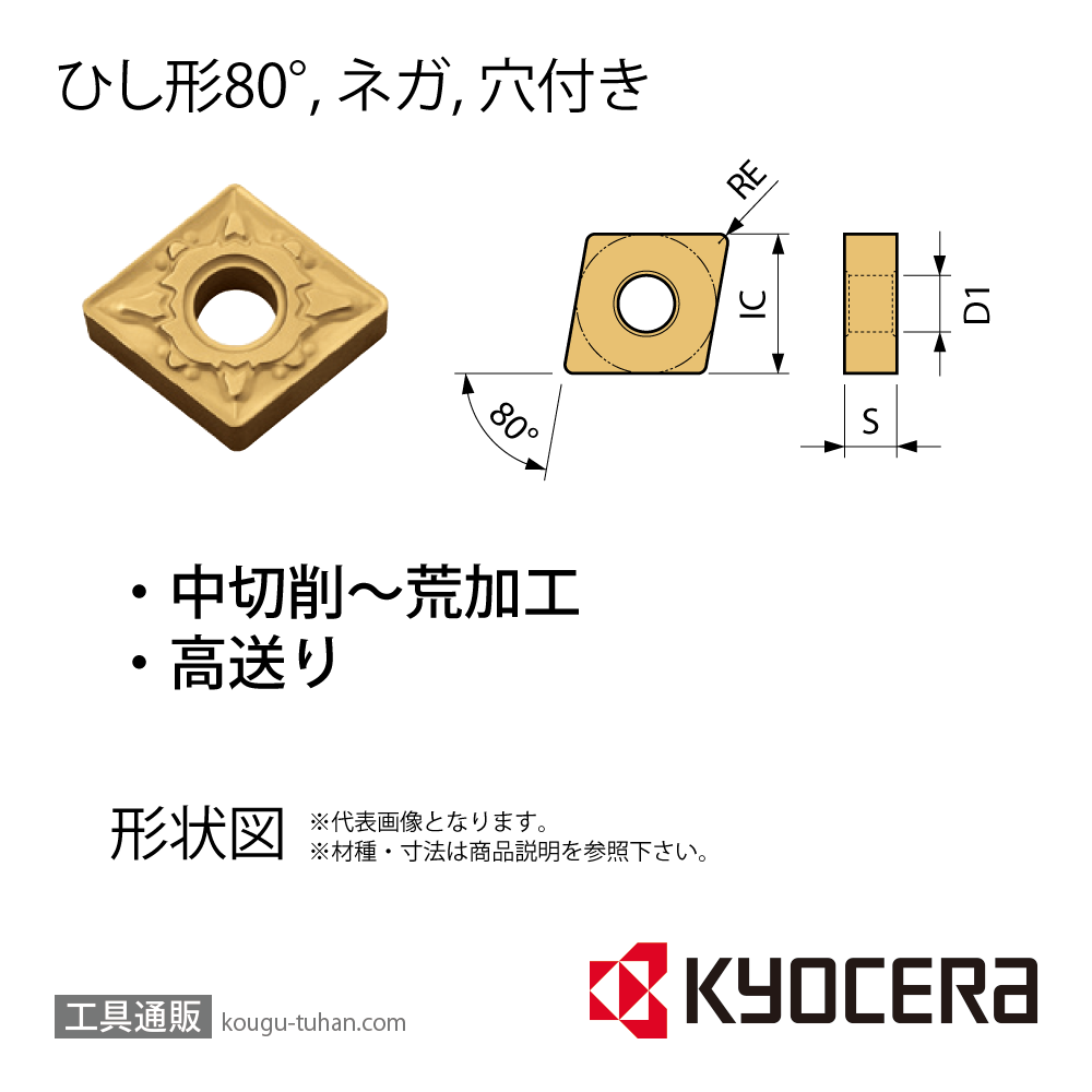 京セラ CNMG120412GT CA525 チップ TAC00822【10点セット】画像