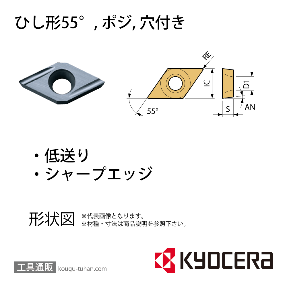 工具通販.本店 京セラ DCGT11T3003FL-U TN60 チップ TSJ00636【10点