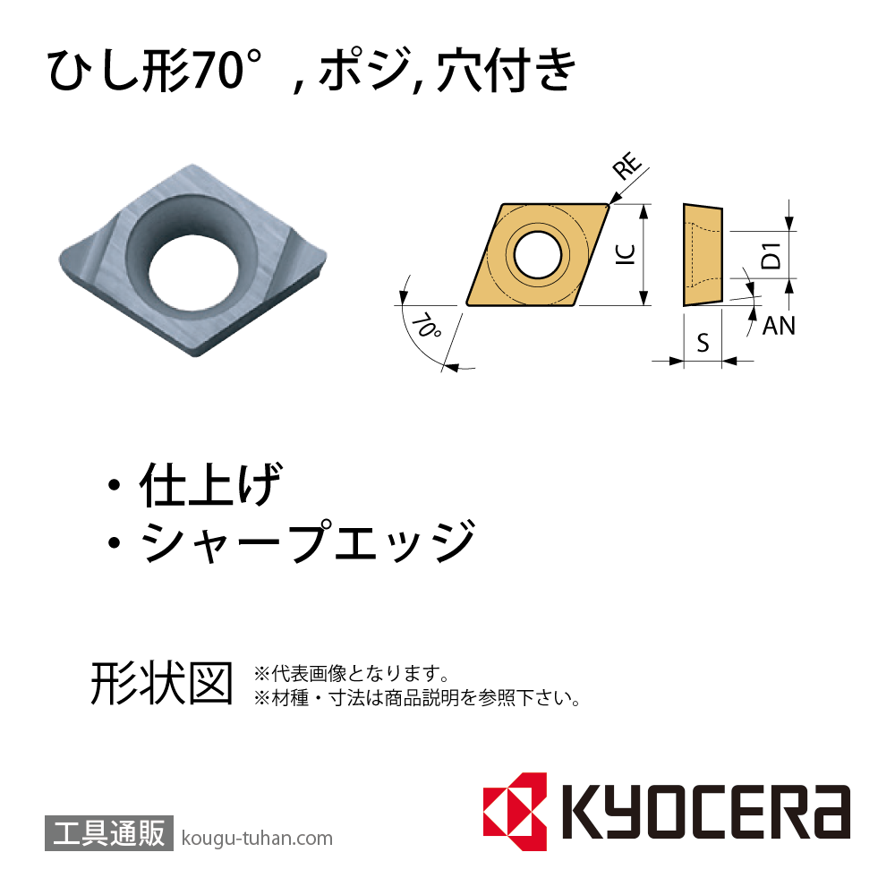 京セラ JCGT030102R-F TN60 チップ TSJ00995【10点セット】画像