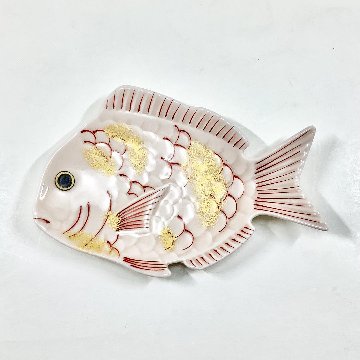 錦薄桜釉金叩鯛形銘々皿　　　13㎝の画像