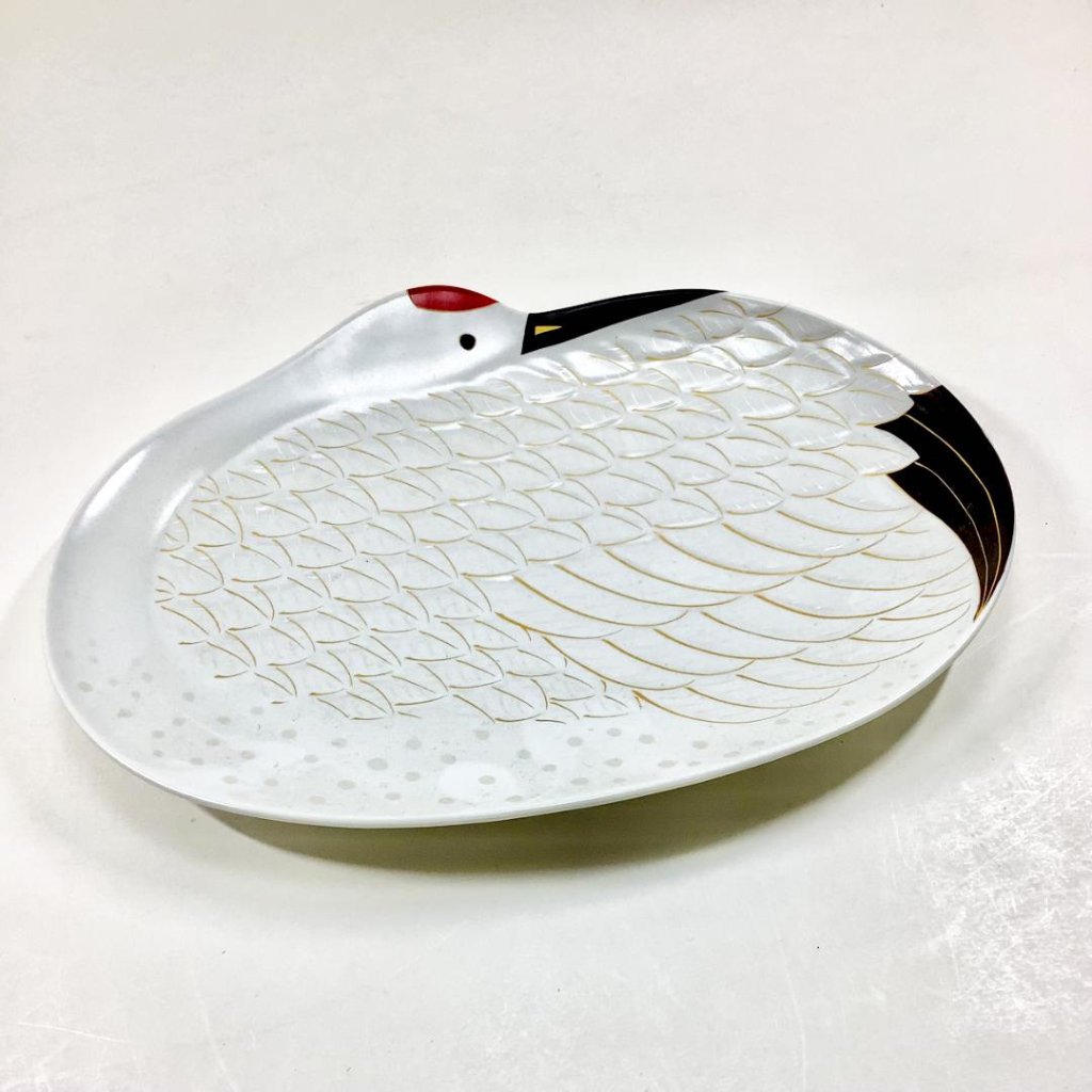 錦雪衣金羽根鶴大盛皿　24㎝の画像