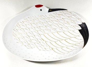 錦雪衣金羽根鶴大盛皿　24㎝の画像