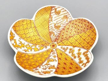 錦金彩祥瑞捻梅形小銘々皿　12㎝の画像