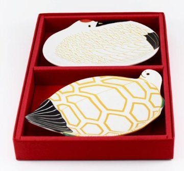 鶴亀 銘々皿ギフトセット　ギフト箱入りの画像