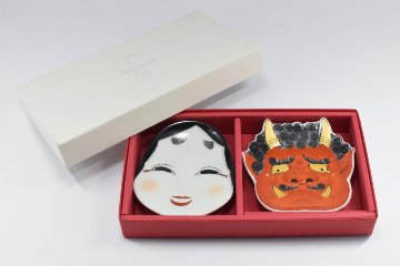 おふく＆鬼　ペア　銘々皿の画像