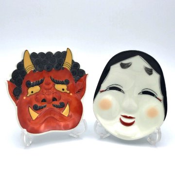 おふく＆鬼　ペア　銘々皿の画像