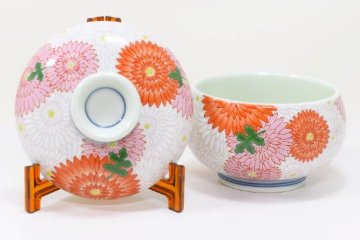 錦菊花尽くし鈴型蒸碗　8.6㎝の画像